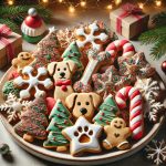 Festive holiday dog treats arranged on a plate